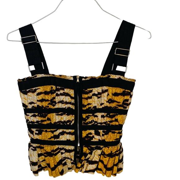 DG DOLCE GABBANA Gold Black Animal Print Corset Peplum Tank Top Blouse Shirt 40 - Picture 3 of 11